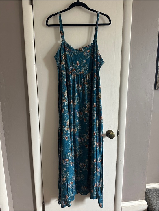 NATURAL LIFE Dresses & Skirts - NATURAL LIFE Teal Floral Spaghetti-Strap Maxi Dress